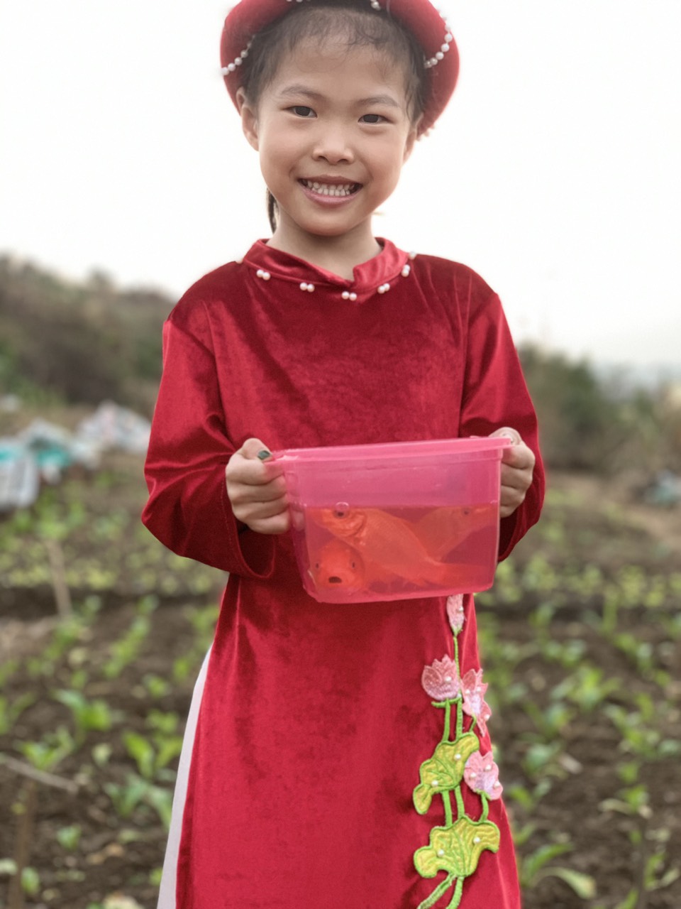 Une fille hanoienne libère des carpes